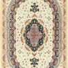 ivory silk modern qum persian rug 49406 Nazmiyal