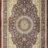 small brown silk modern qum persian rug 49416 Nazmiyal