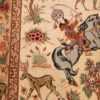 small modern silk persian hunting scene qum rug 49412 sword Nazmiyal