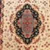small scatter size modern ivory persian silk qum rug 49406 medallion Nazmiyal