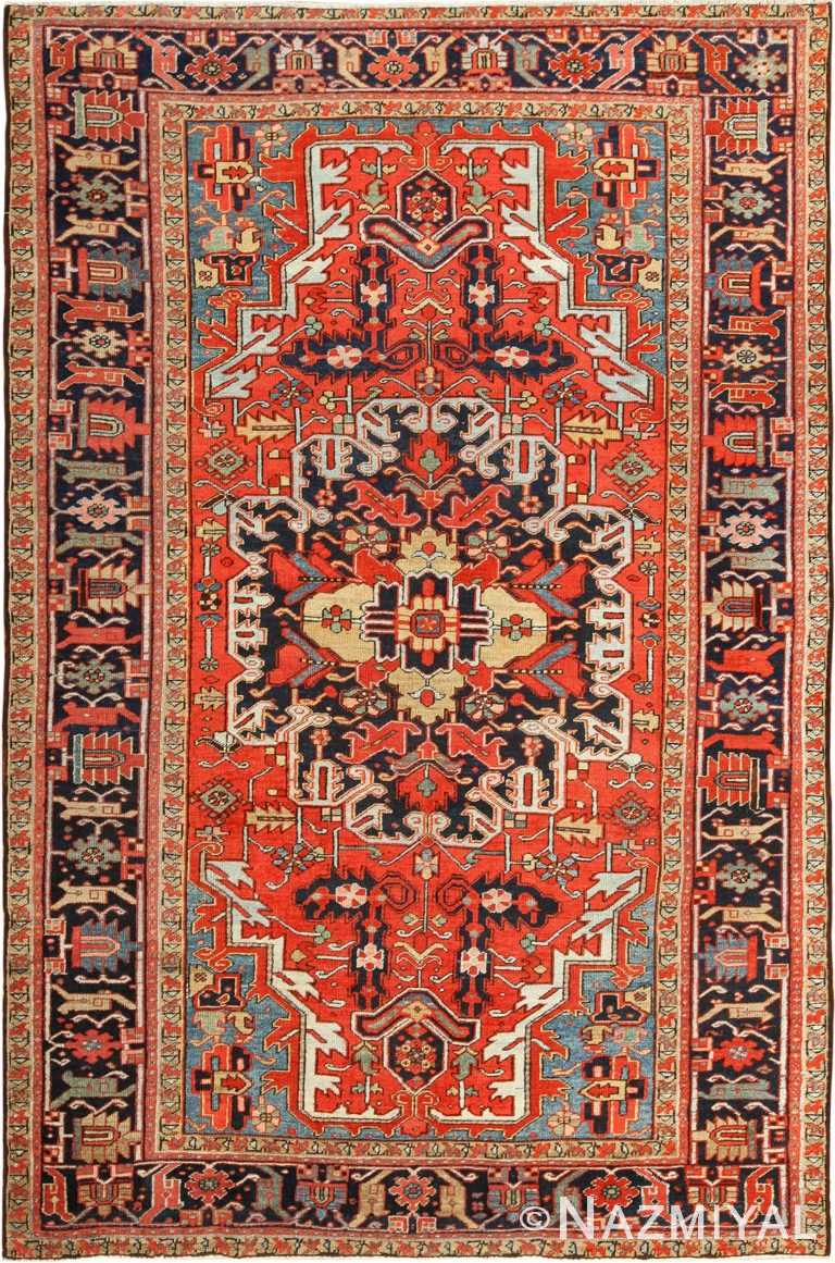 antique red background heriz persian rug 49384 Nazmiyal