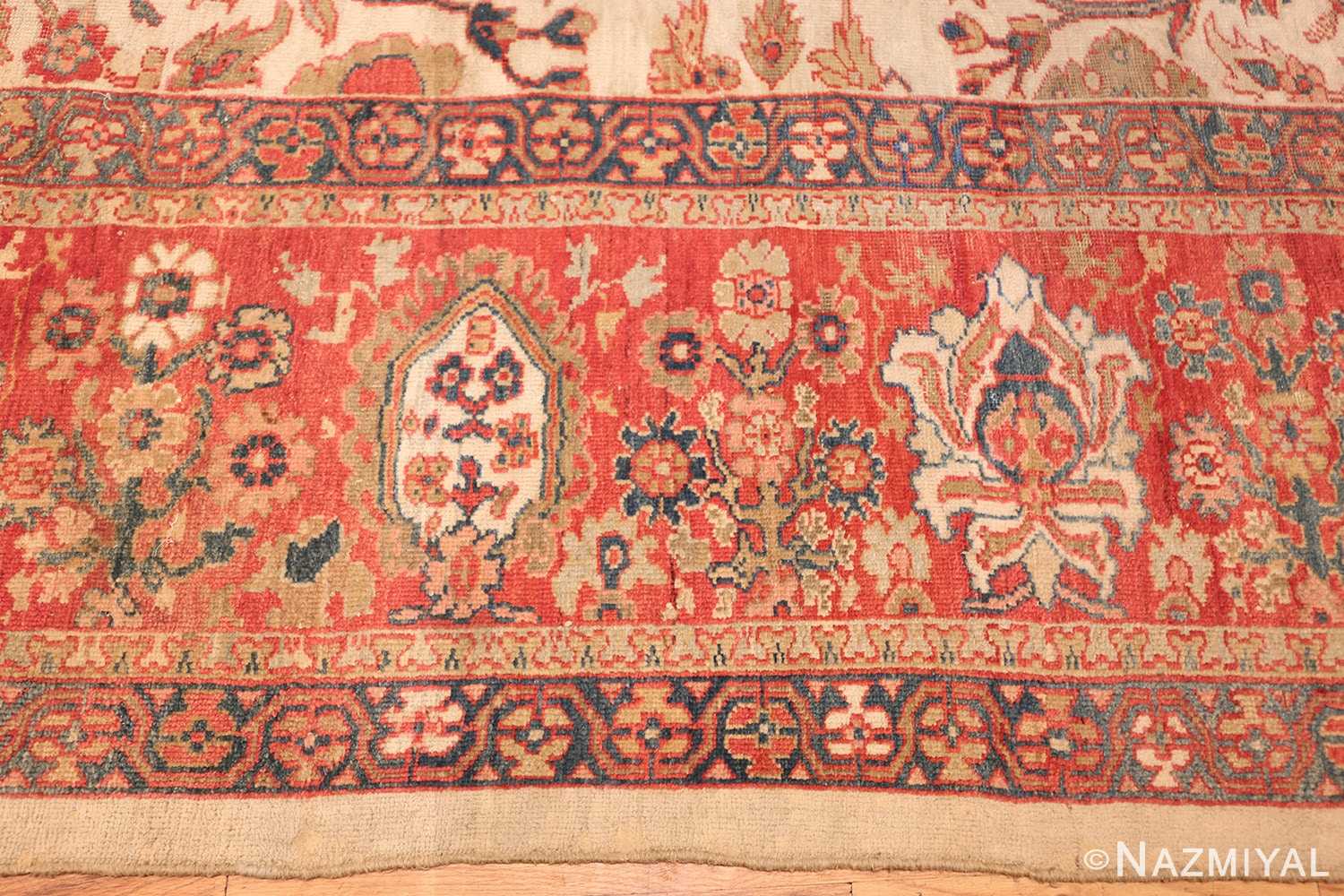 large ivory antique sultanabad persian rug 49312 border Nazmiyal
