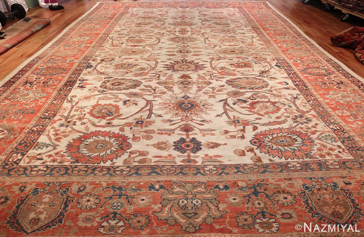 large ivory antique sultanabad persian rug 49312 whole Nazmiyal