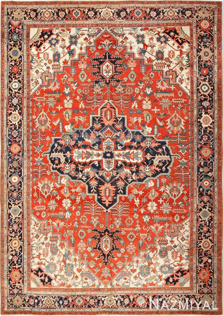 large red antique serapi persian rug 49397 Nazmiyal