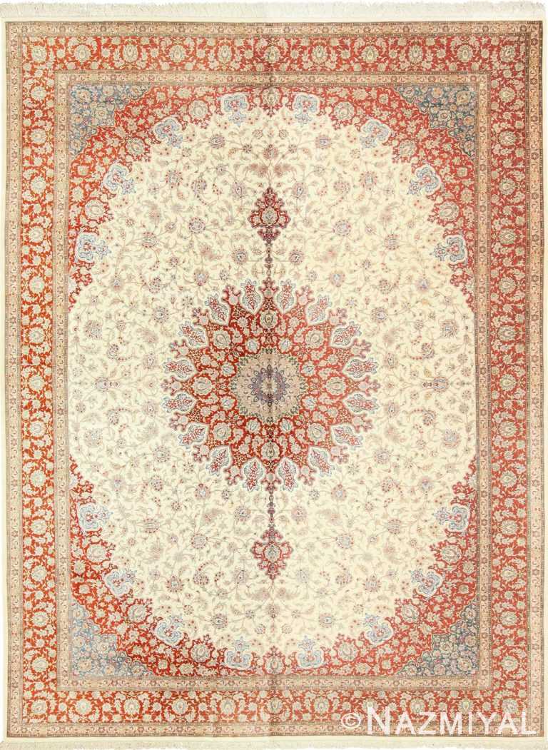 room size modern silk qum persian rug 49399 Nazmiyal