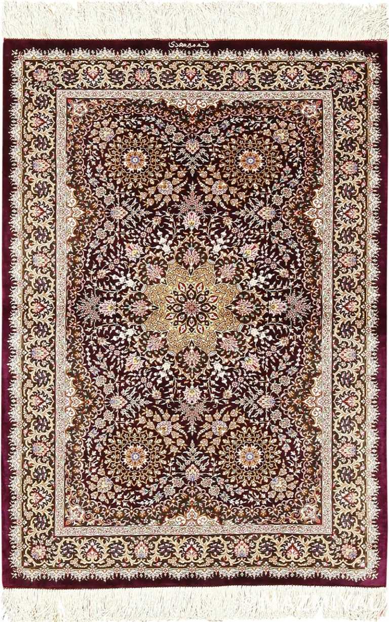 small silk modern qum persian rug 49407 Nazmiyal