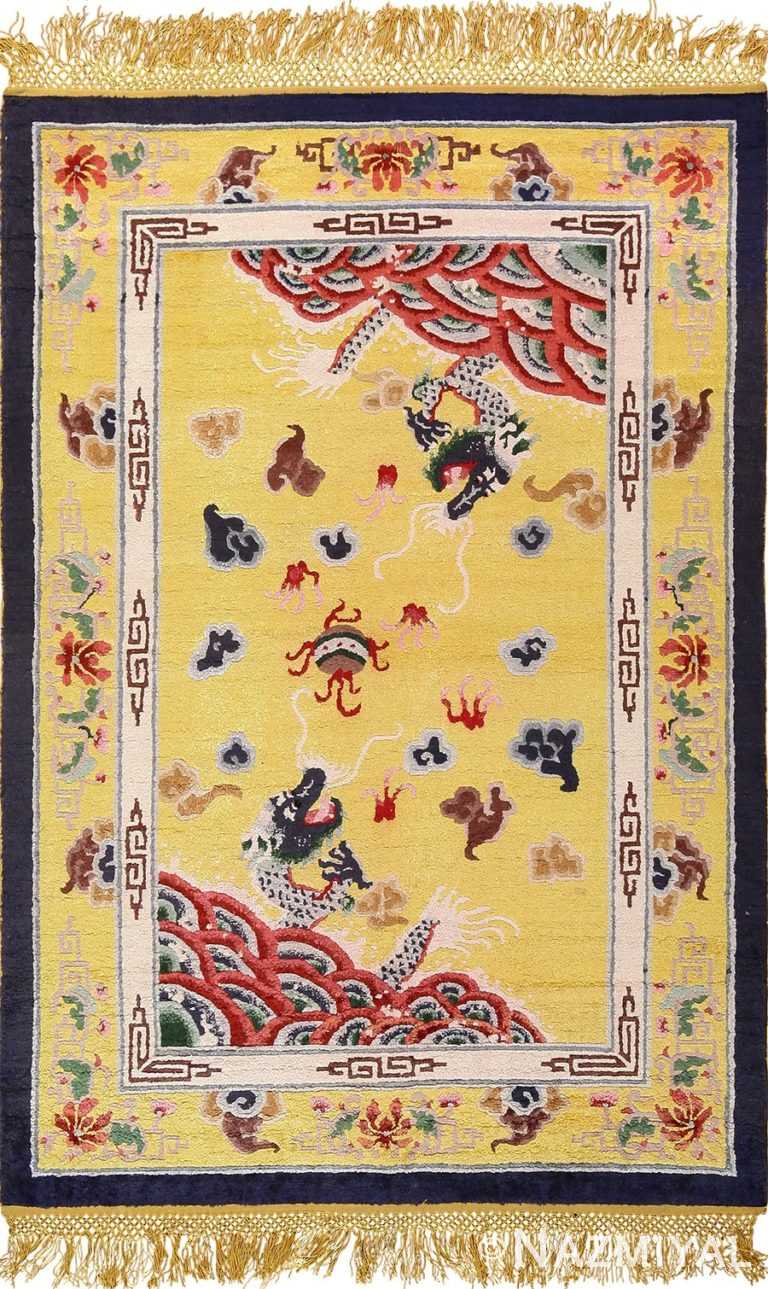 small size antique silk chinese rug 49455 Nazmiyal