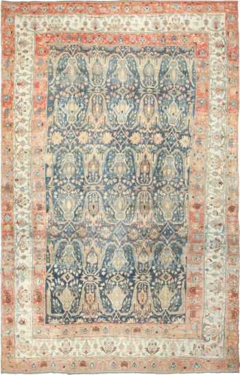 large blue background antique bidjar persian rug 50217 Nazmiyal