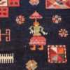 navy blue antique tribal caucasian kazak rug 49507 girl Nazmiyal