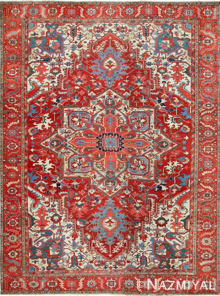 large antique heriz serapi persian rug 49518 Nazmiyal