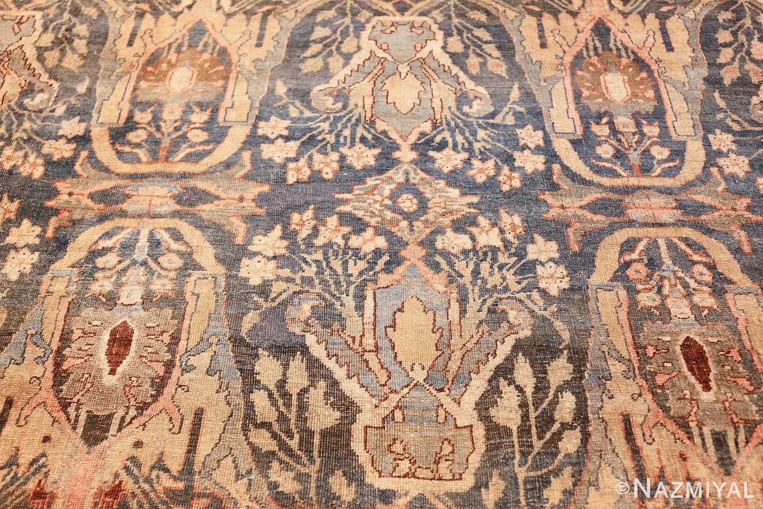 ge blue background antique bidjar persian rug 50217 blue Nazmiyal