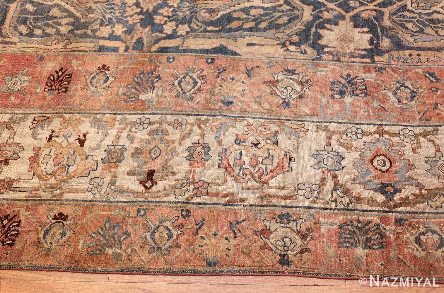 large blue background antique bidjar persian rug 50217 border Nazmiyal