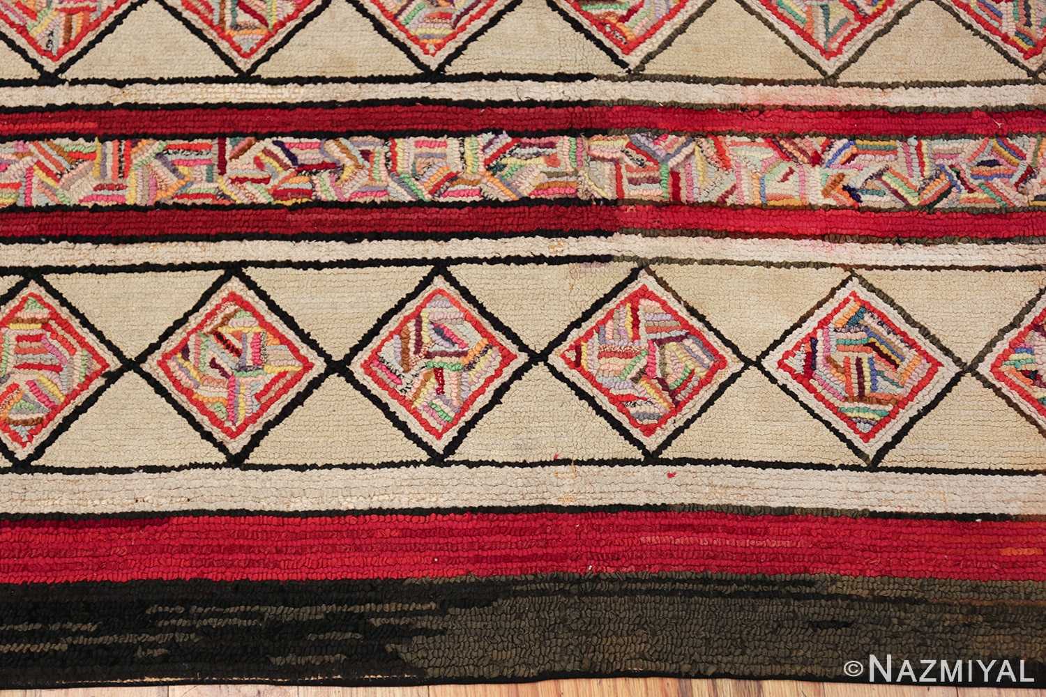 vintage art deco american hooked rug 49525 border Nazmiyal
