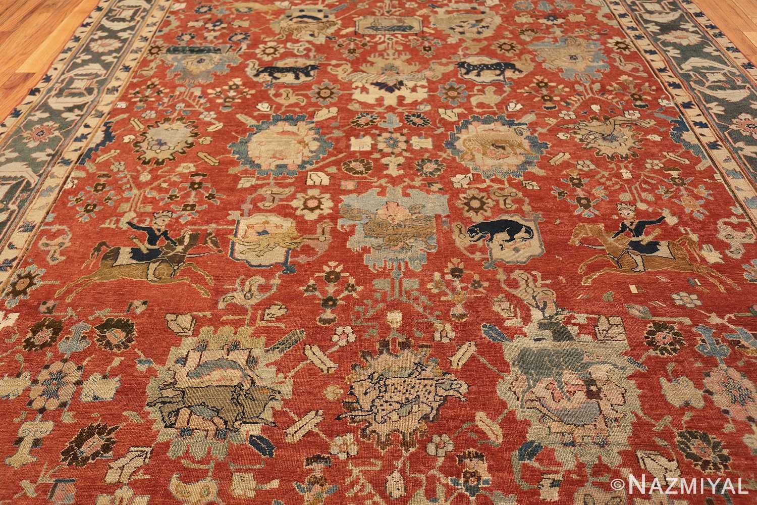 17th century hunting scene oversize isfahan persian rug 3025 all Nazmiyal