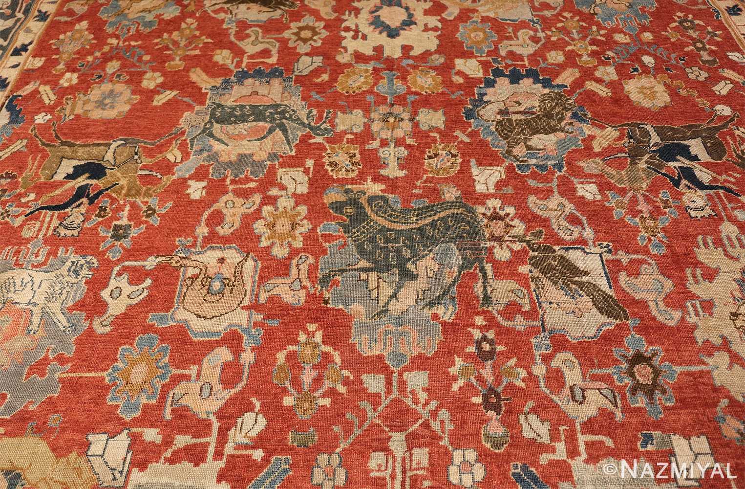 17th century hunting scene oversize isfahan persian rug 3025 black Nazmiyal