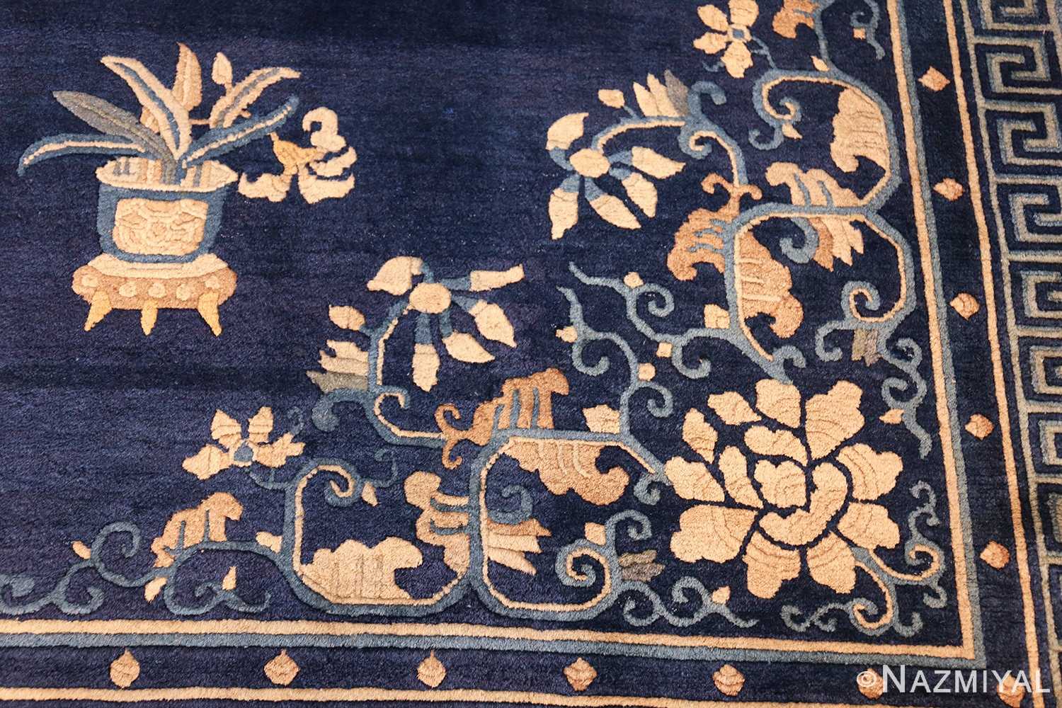 room size navy background antique chinese rug 49474 design Nazmiyal