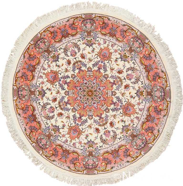 round silk and wool Persian Tabriz Rug 49558 Nazmiyal