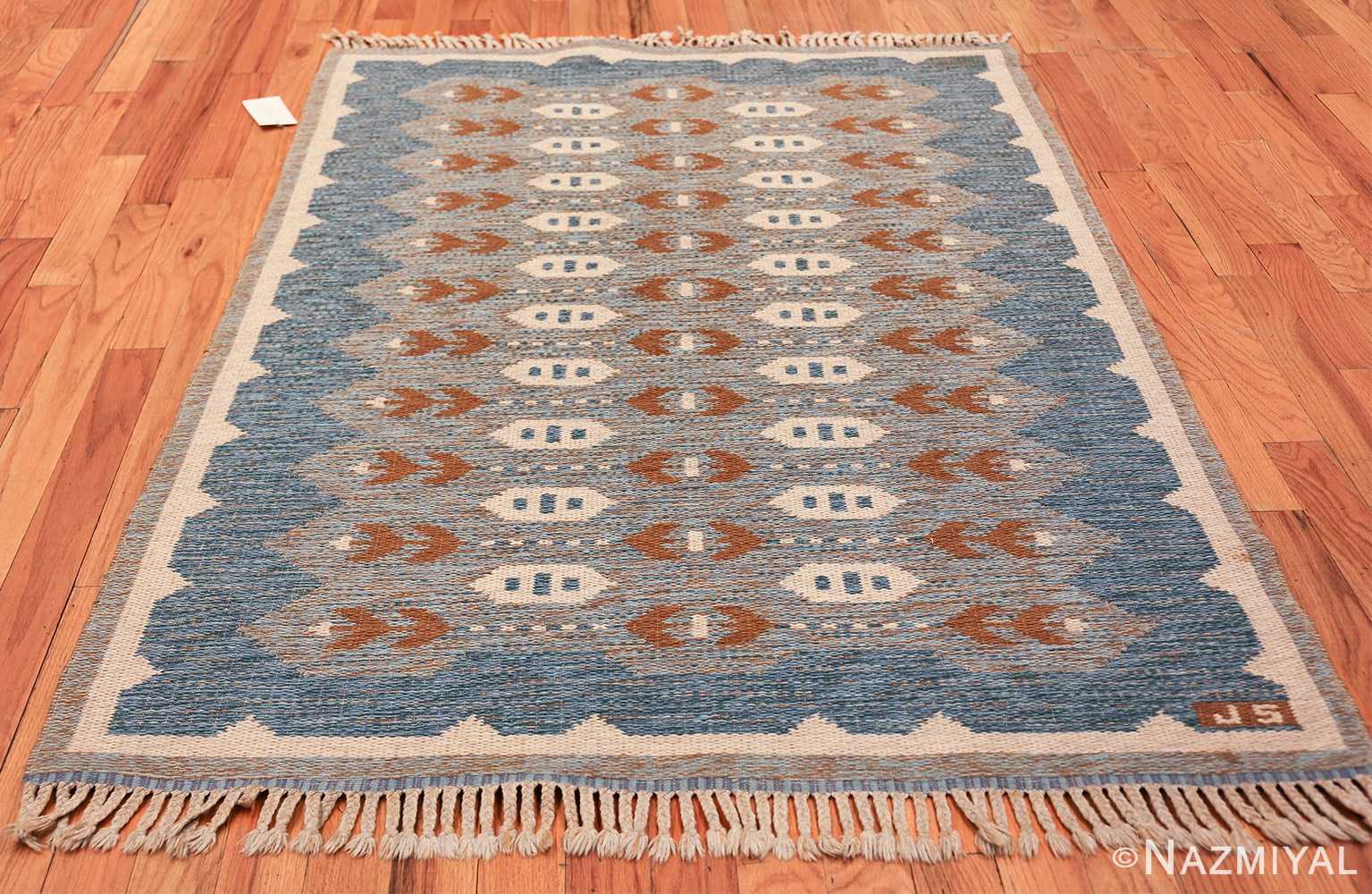 double sided vintage scandinavian rug 49567 light blue Nazmiyal
