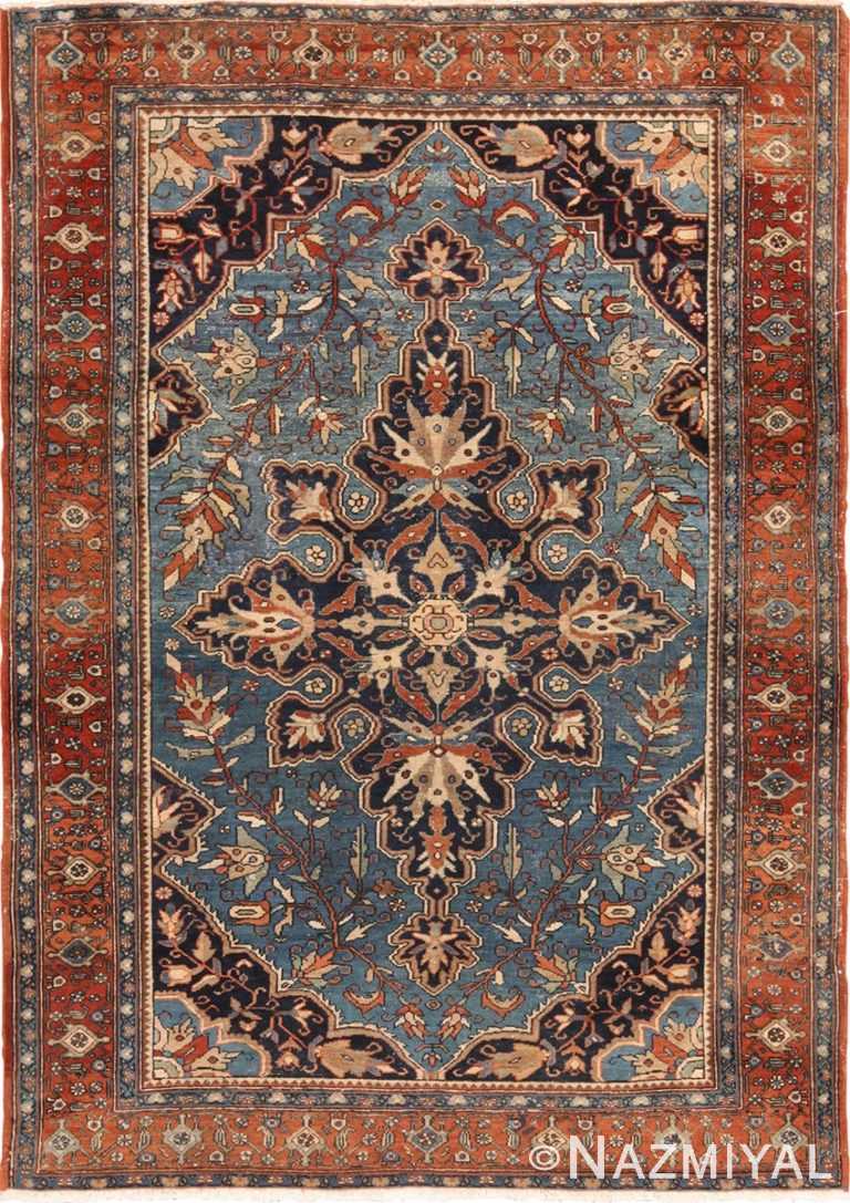 Small Light Blue Background Antique Persian Malayer Rug 49650 by Nazmiyal