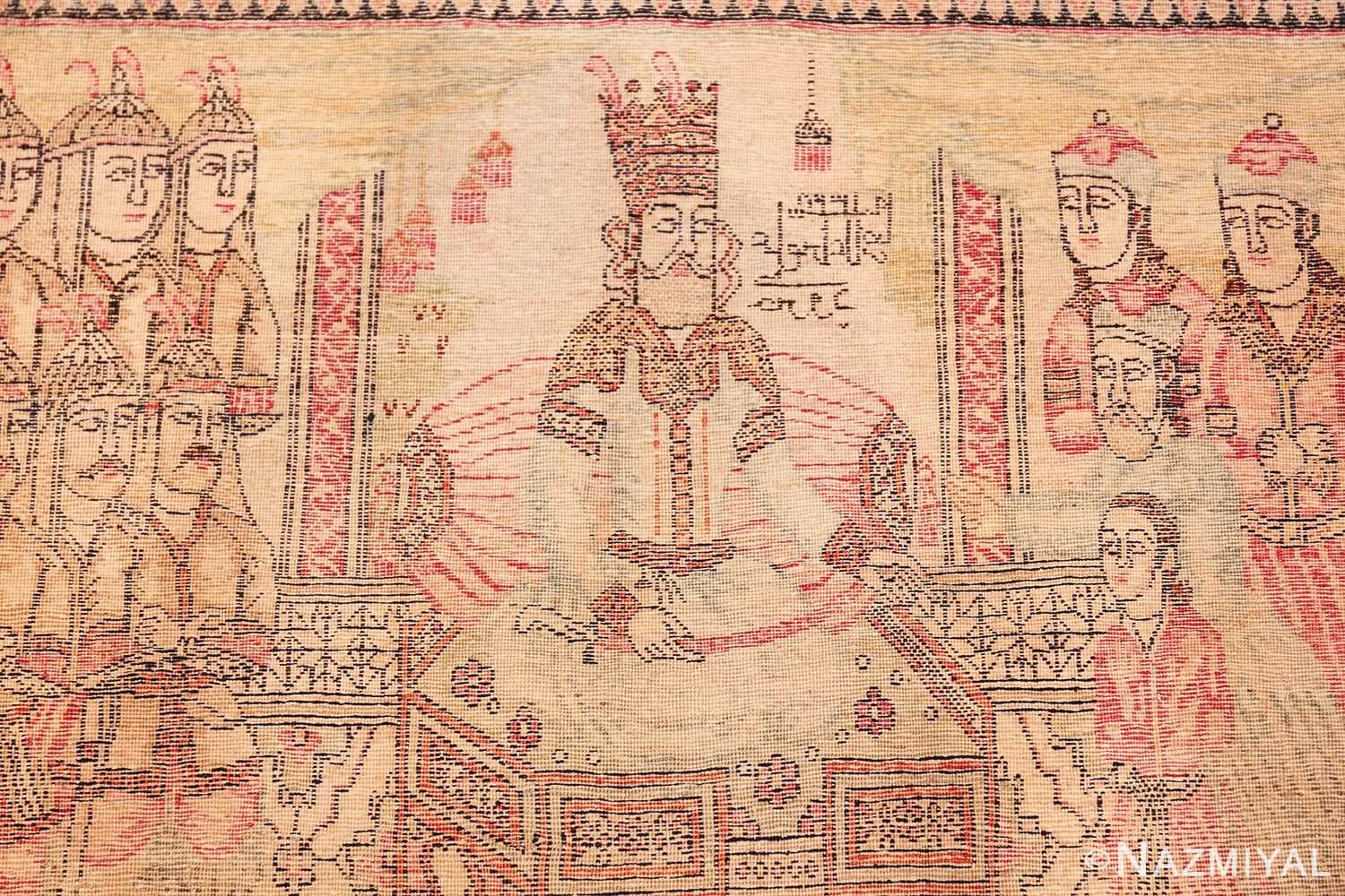 antique small size pictorial kerman persian rug 49618 back Nazmiyal