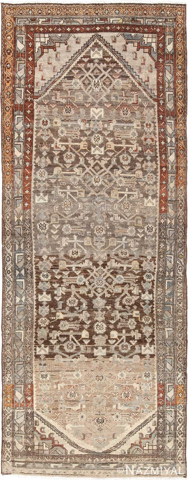 Geometric Designed Antique Tribal Persian Malayer Runner Rug 49629 by Nazmiyal