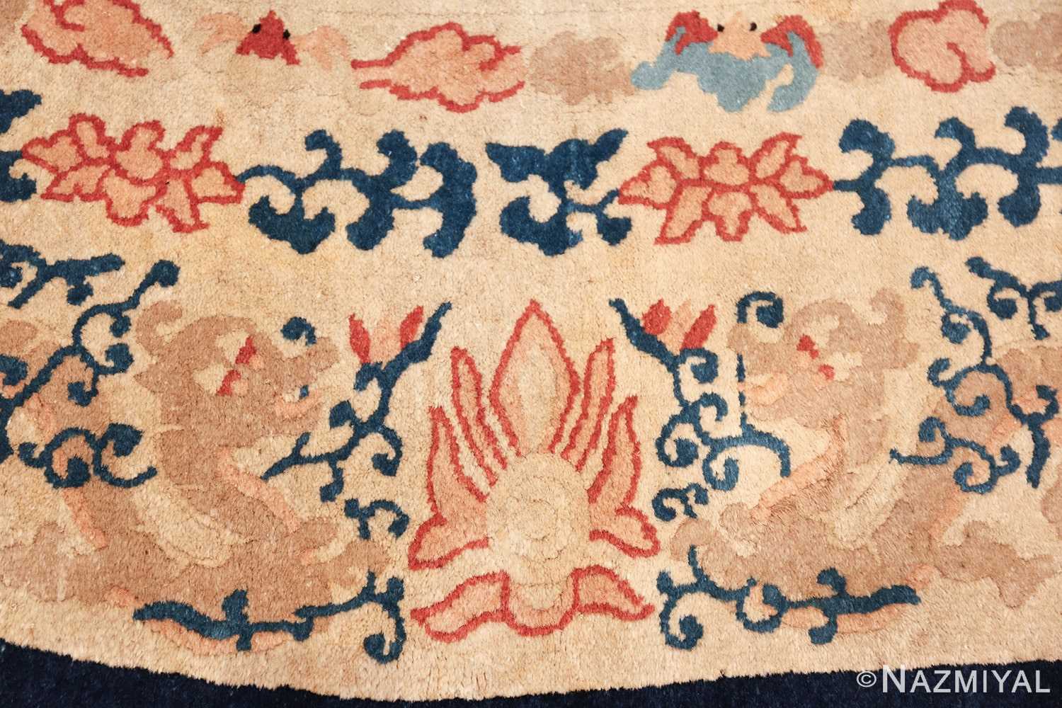 oval antique ivory background chinese rug 49592 dragon Nazmiyal