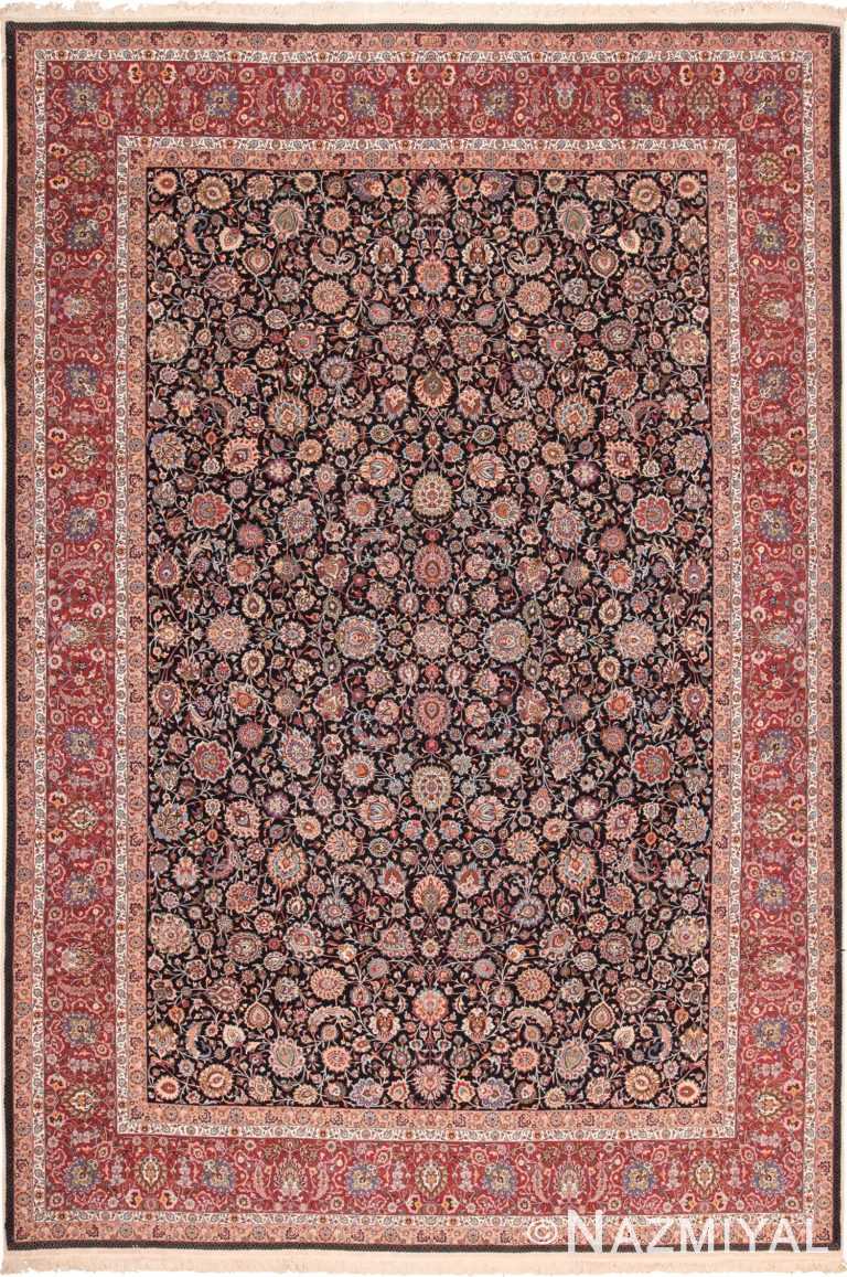 Fine Vintage Floral Silk and Wool Persian Khorassan Rug 60018 by Nazmiyal