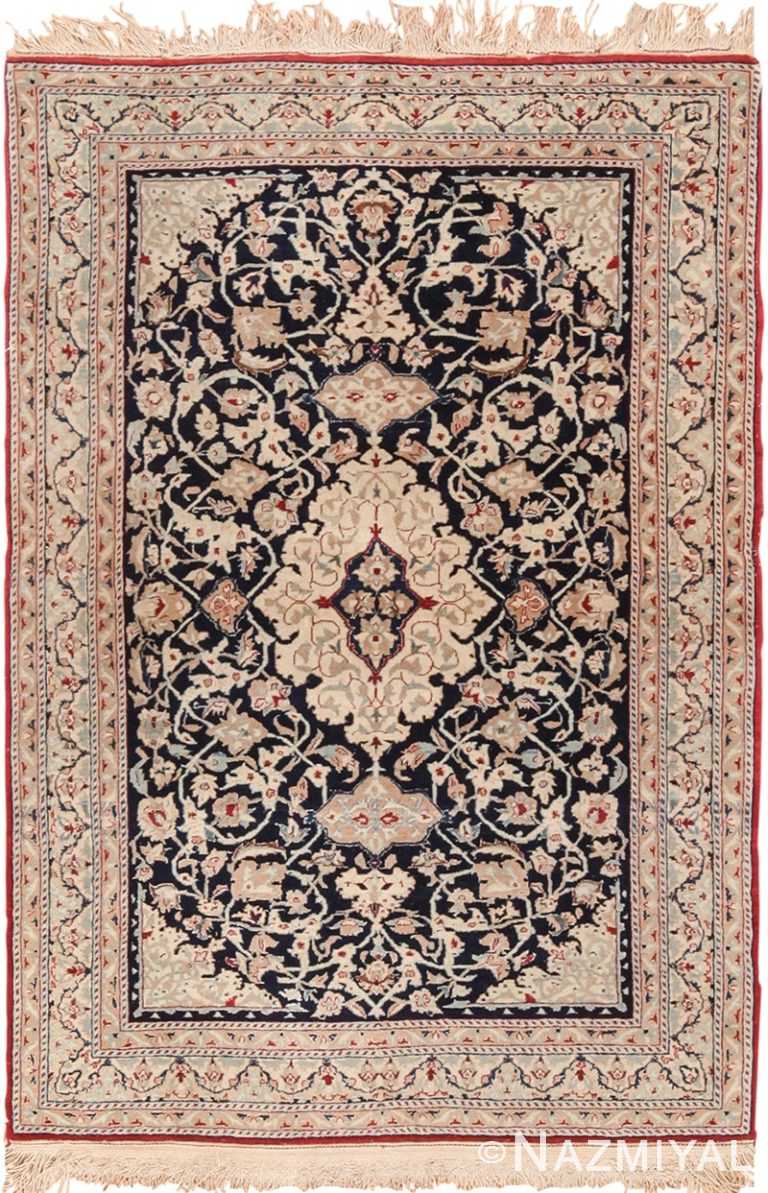 Small Scatter Size Vintage Silk and Wool Persian Nain Rug 49616 by Nazmiyal