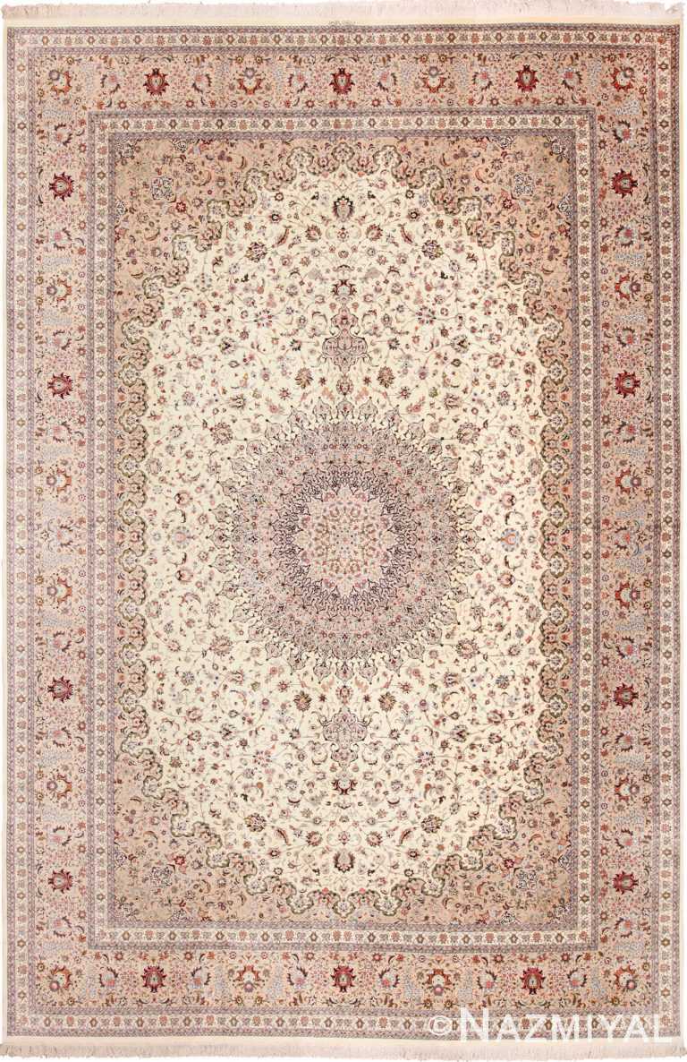 Large Floral Vintage Persian Silk Kashan Rug 60019 by Nazmiyal