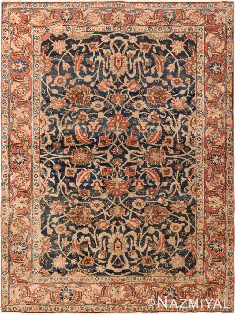 Small Size Blue Background Antique Persian Tabriz Rug 49646 by Nazmiyal Persian Rugs