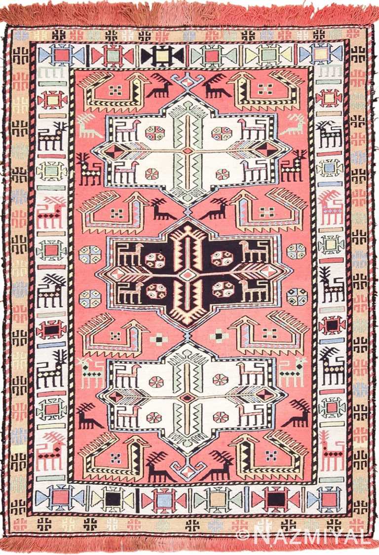 Small Size Tribal Vintage Silk Caucasian Soumak 49608 by Nazmiyal