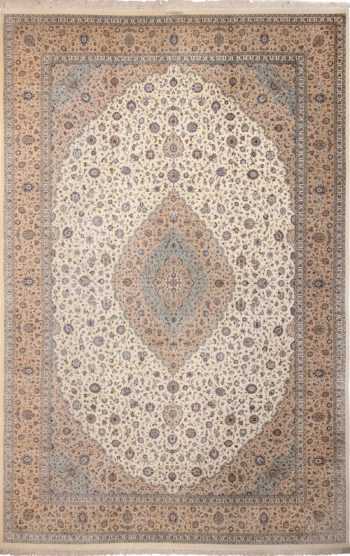 Fine Large Vintage Persian Silk Kashan Rug 60039 by Nazmiyal