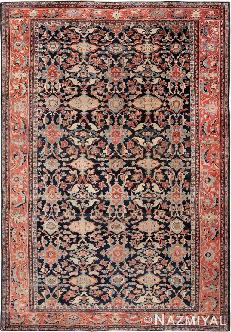 Large Navy Blue Antique Persian Sultanabad Rug 49678 by Nazmiyal