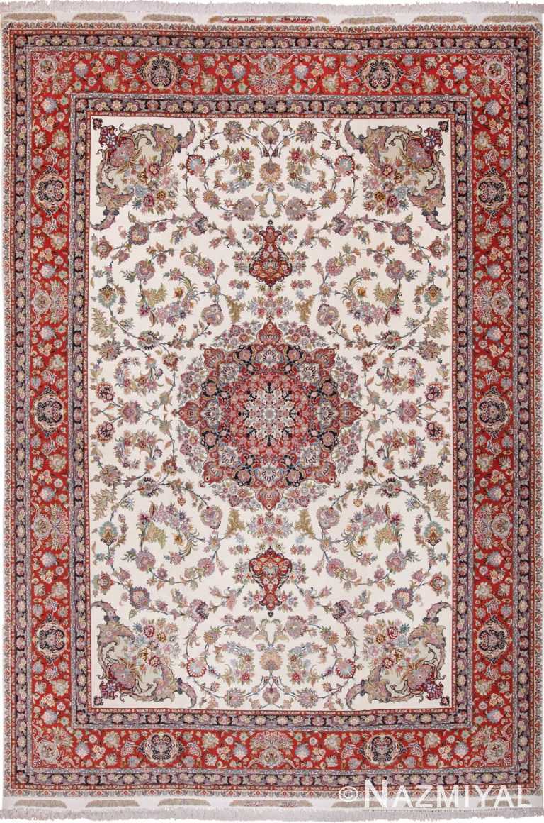 Large Vintage Silk and Wool Persian Tabriz Rug 60023 by Nazmiyal