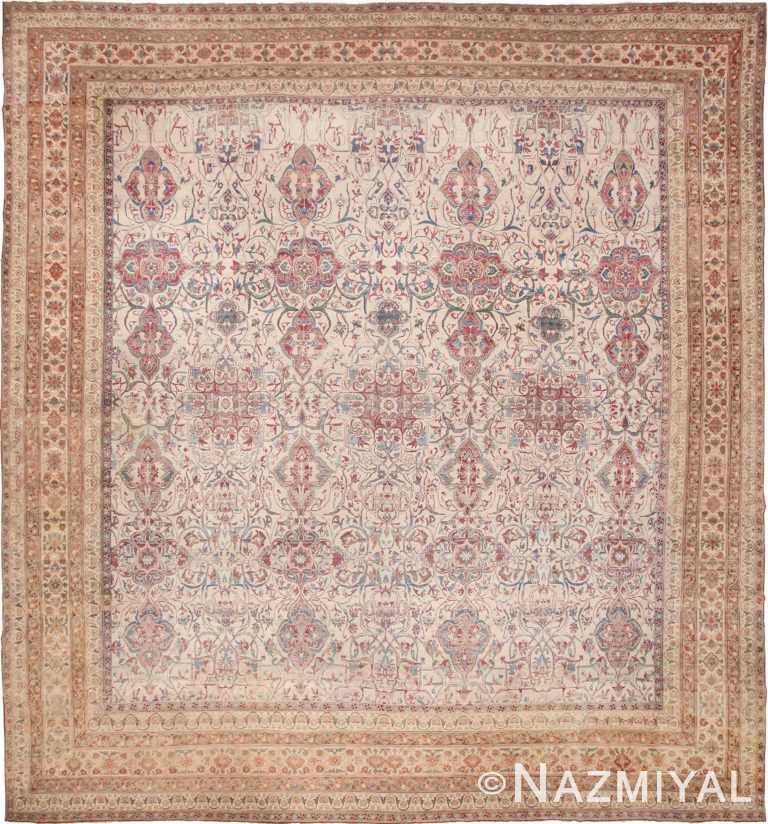 Large Square Antique Persian Kerman Rug 49676 by Nazmiyal