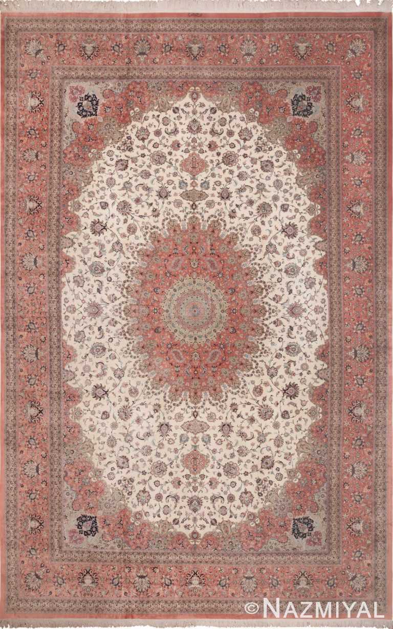 Vintage Large Oversized Persian Silk Qum Rug 60037 by Nazmiyal