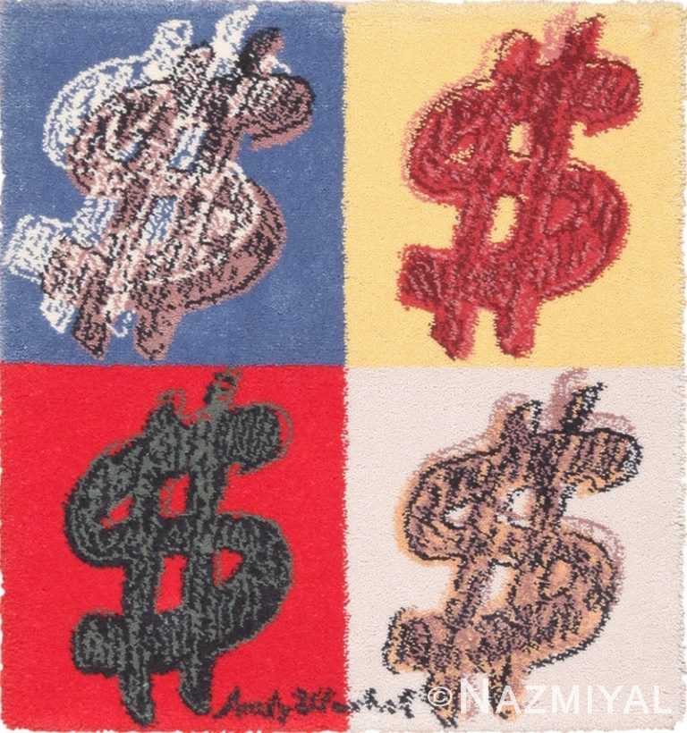 Vintage Scandinavian Andy Warhol Dollar Sign Art Rug 49671 by Nazmiyal