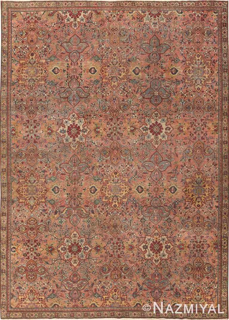 Antique Coral Color Persian Sultanabad Rug 49551 by Nazmiyal