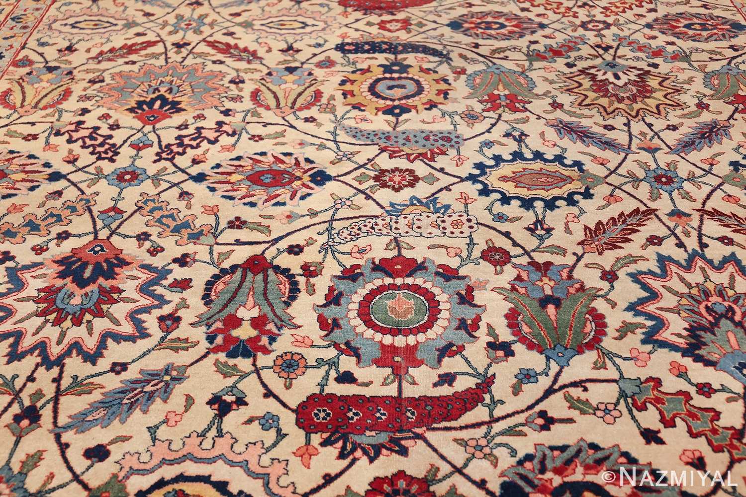 antique sickle leaf design persian tabriz rug 49723 field Nazmiyal