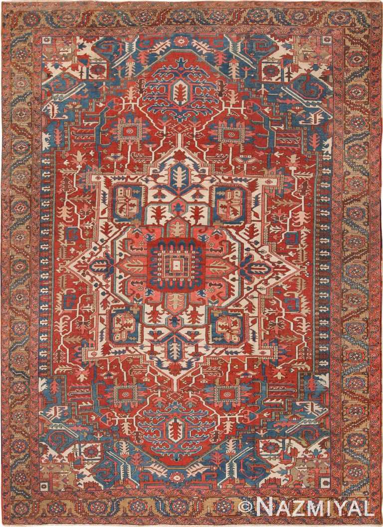 Room Size Antique Persian Heriz Rug 49478 Nazmiyal