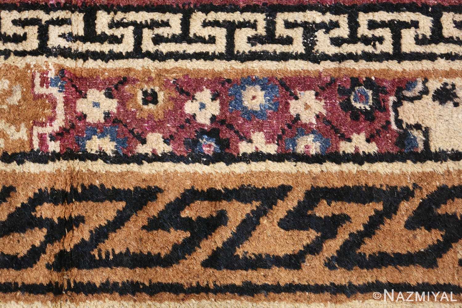 shabby chic antique mongolian rug 49458 flowers Nazmiyal