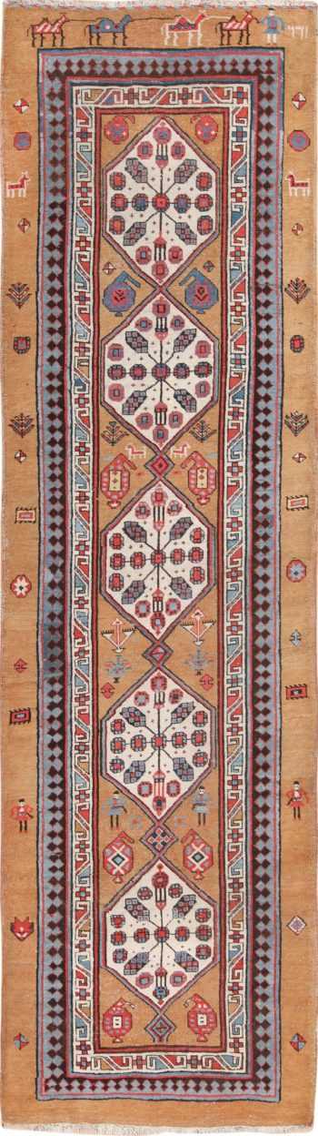 Antique Tribal Persian Bakshaish Runner Rug 49725 - Nazmiyal