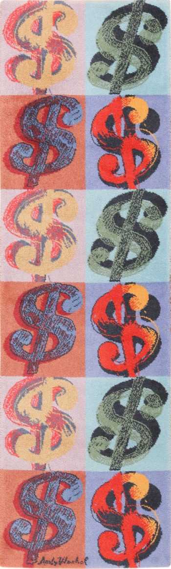 Scandinavian Ege Vintage Andy Warhol Dollar Sign Art Runner Rug 49792 by Nazmiyal