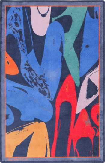 Vintage Scandinavian Ege Art Line Andy Warhol Diamond Dust Shoes Rug 49784 - Nazmiyal