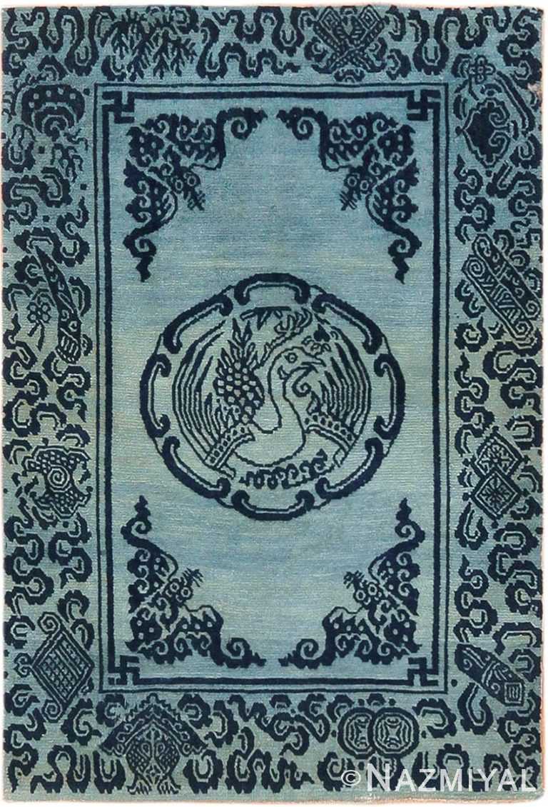 Antique Blue Background Small Tibetan Rug 49795 - Nazmiyal