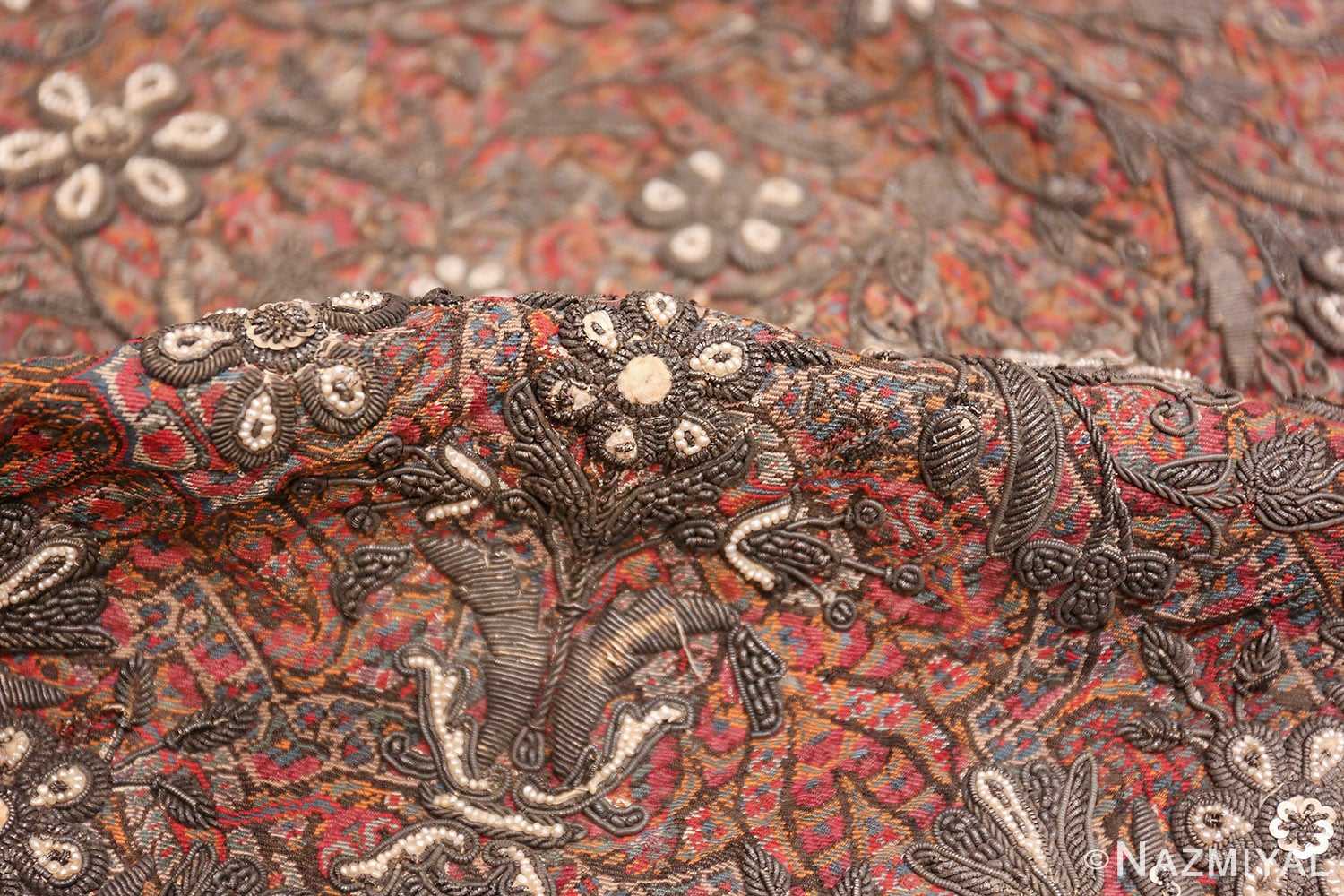 antique pearl and silver persian kerman embroidery 49779 pile Nazmiyal