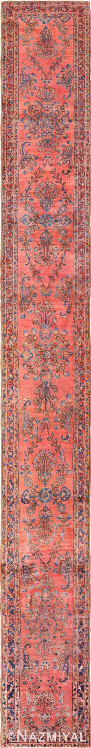 Long and Narrow Antique Persian Sarouk Runner Rug 49668 - Nazmiyal
