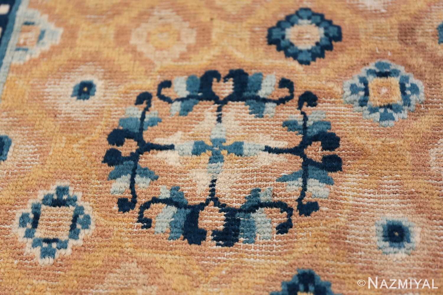 Mid 19th Century Chinese Ningxia rug 49798 blue flower wreath Nazmiyal