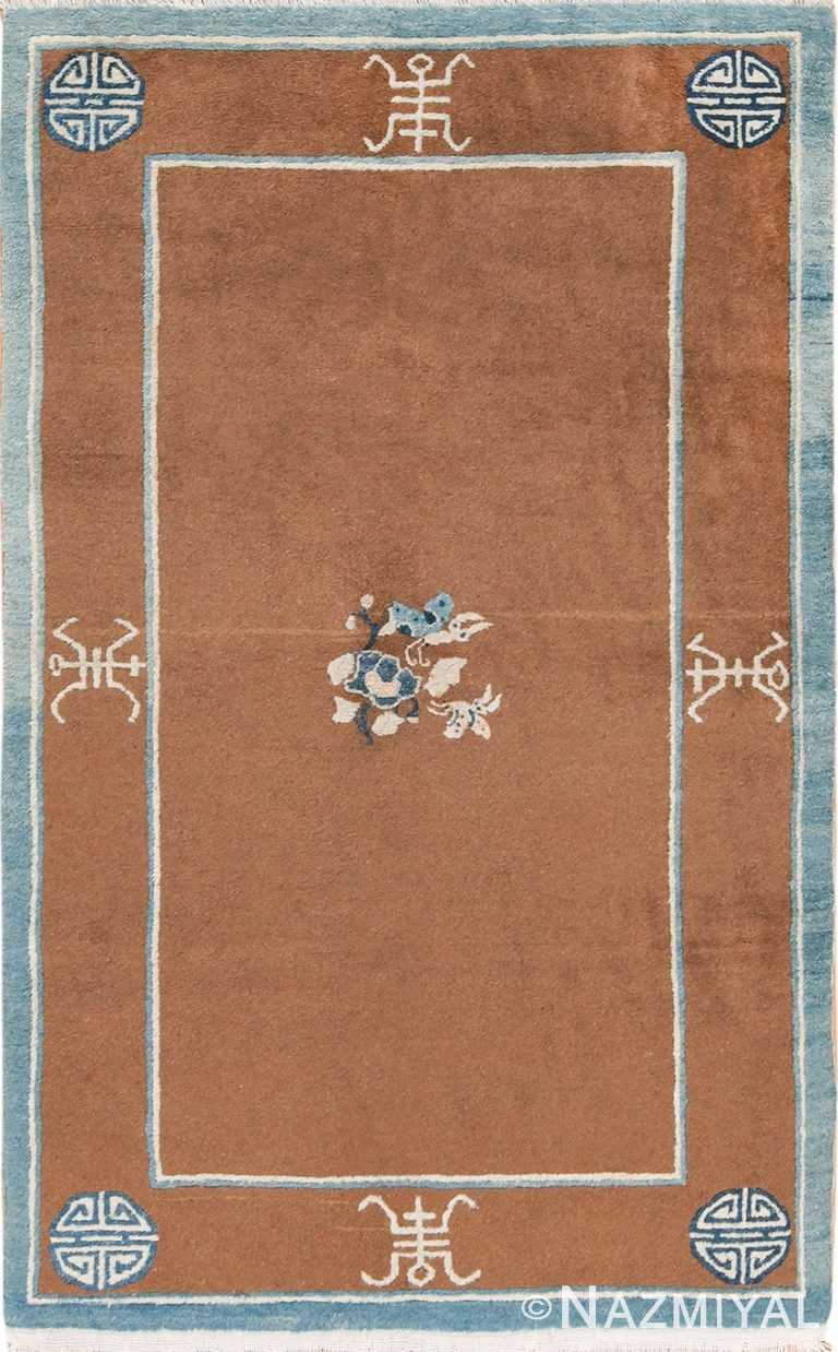 small size brown and blue antique chinese rug 49767 Nazmiyal