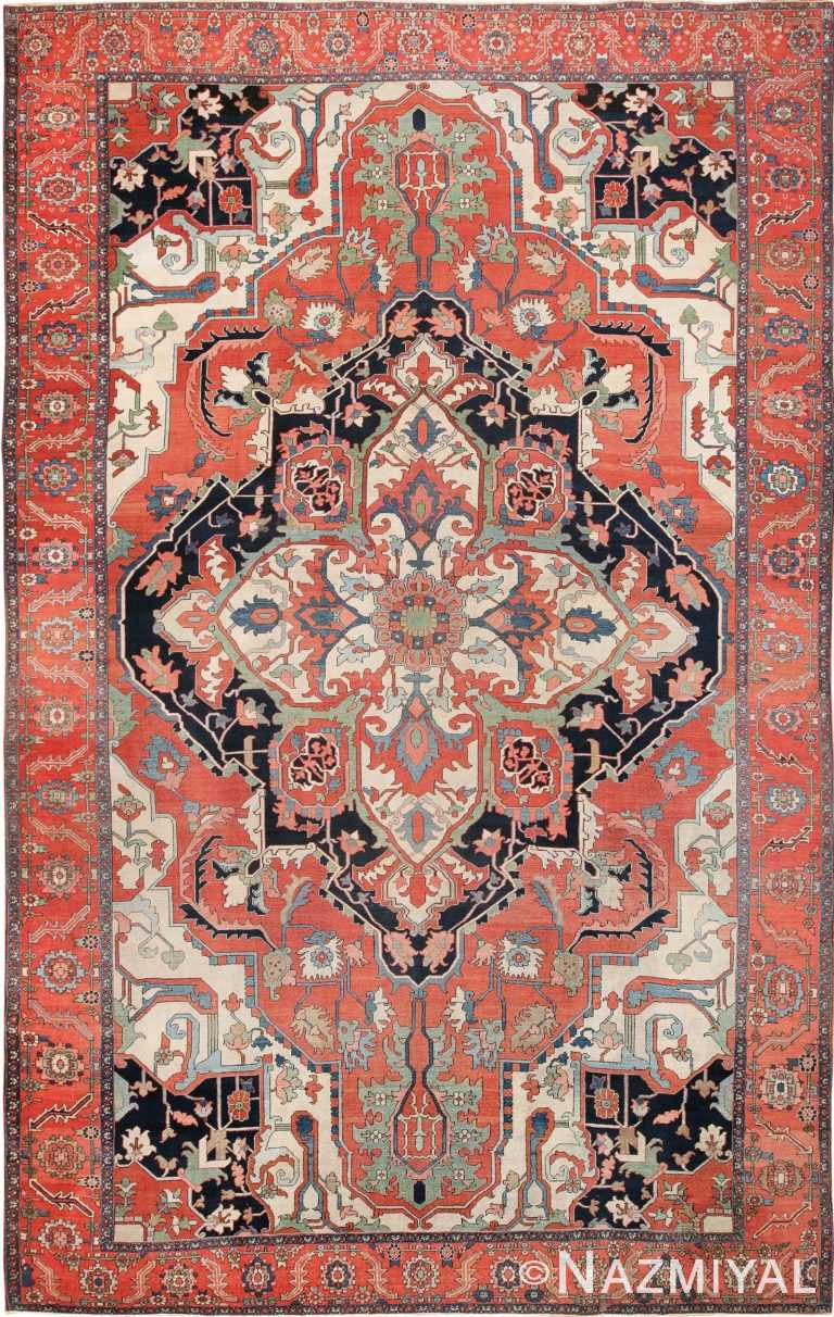 Rust Color Large Antique Persian Serapi Rug 49742 Nazmiyal